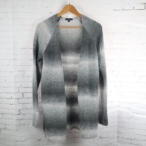 GAP GREY OMBRE & WHITE LONG OPEN CARDIGAN SWEATER SIZE MEDIUM